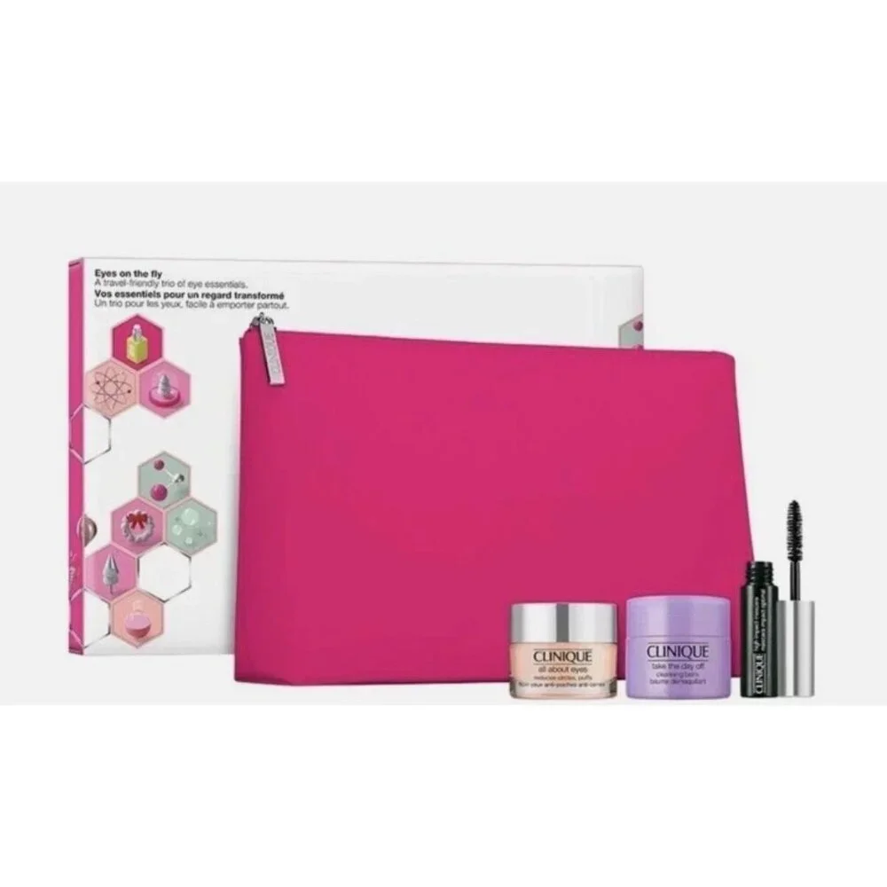 Clinique Eyes On The Fly Set NIB Travel Eye Makeup Trio Mascara Liner NIB